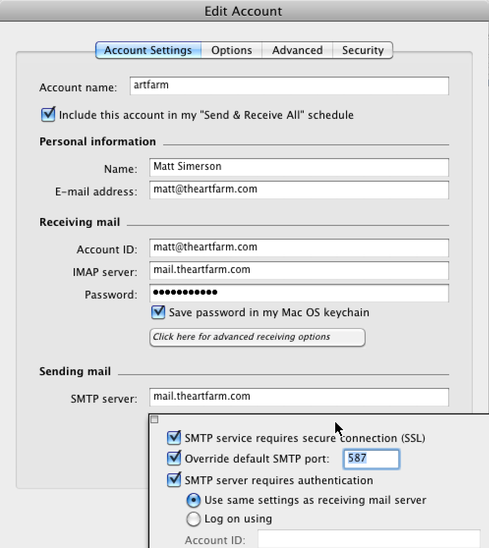 smtp settings