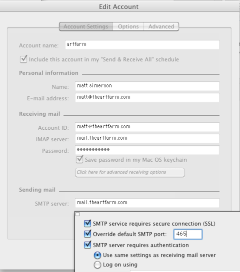 advanced smtp options