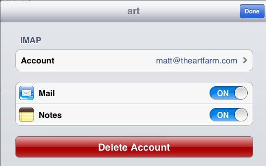 ipad mail account