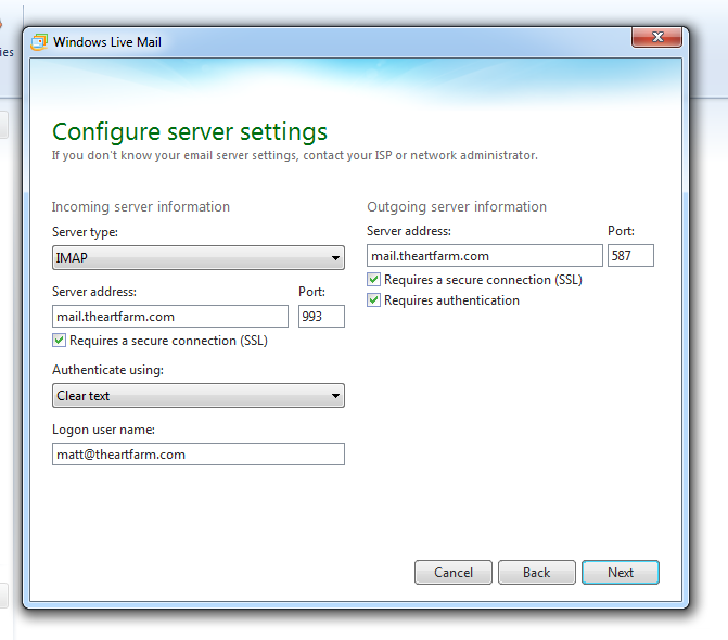 Configure server settings