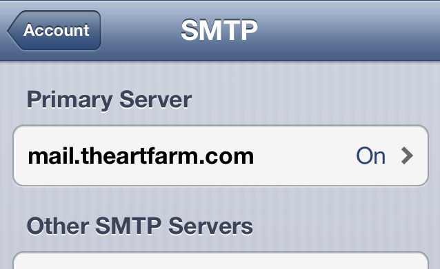 iOS mail smtp select